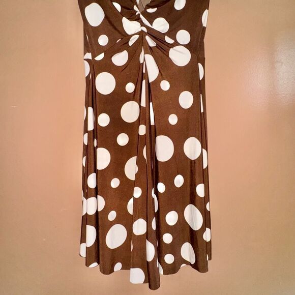 KoKoon Women's Brown Polka Dot Wrap Dress - Size Medium - Picture 7 of 8
